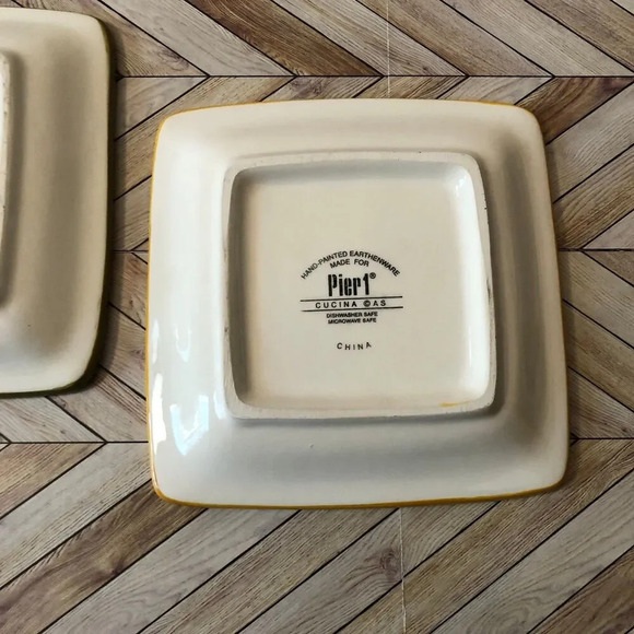 Vintage Pier 1 Imports Hand Painted Cucina Chianti Classico 6" Square Plates - Picture 4 of 6
